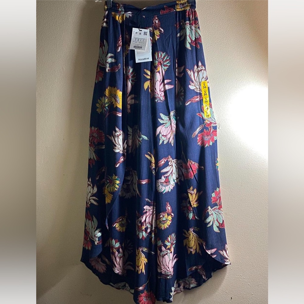 Pull & Bear Wide Floral Wide Leg Wrap Around Pants NWT!